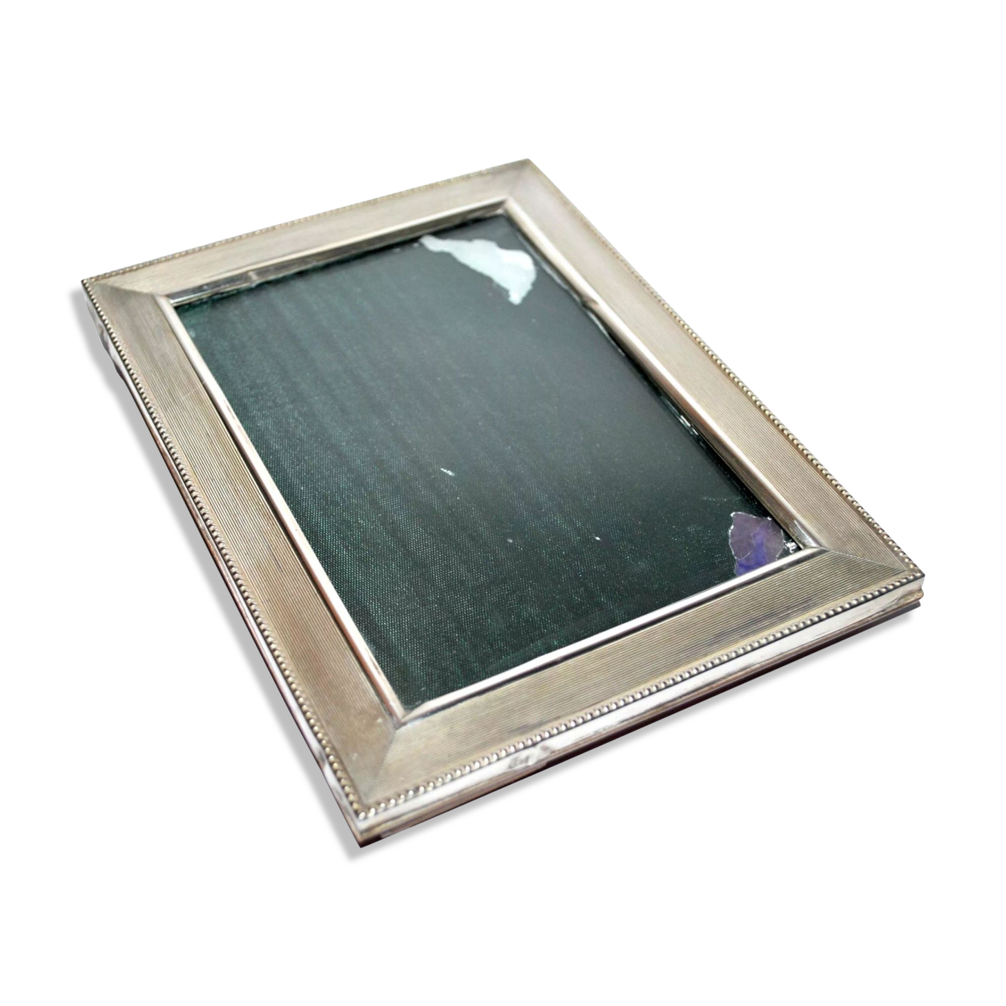 Old photo frame in solid silver - hallmark 800 - guilloche pearl frame 12x16.5
