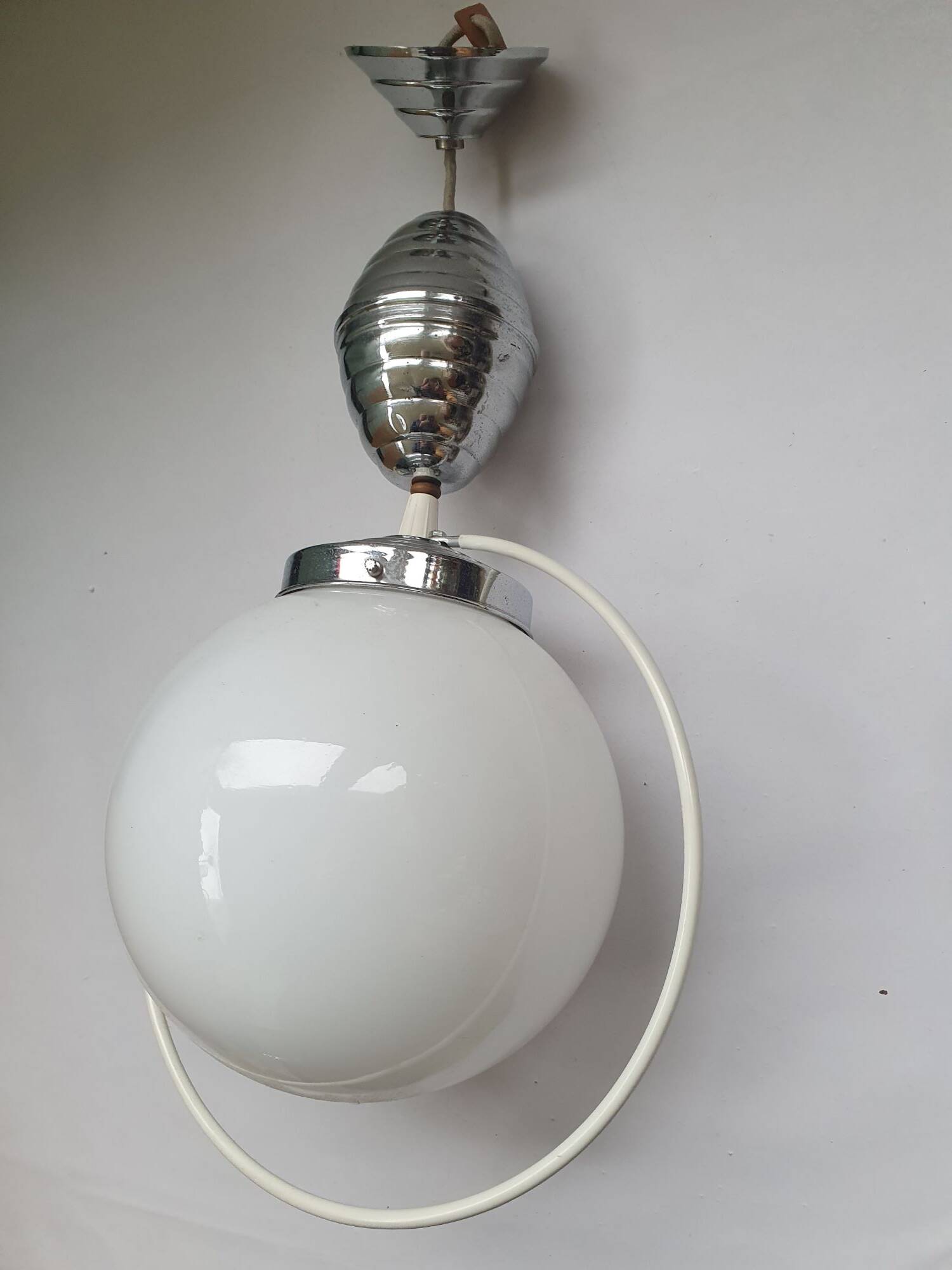 Vintage 1950s opaline globe pendant lamp