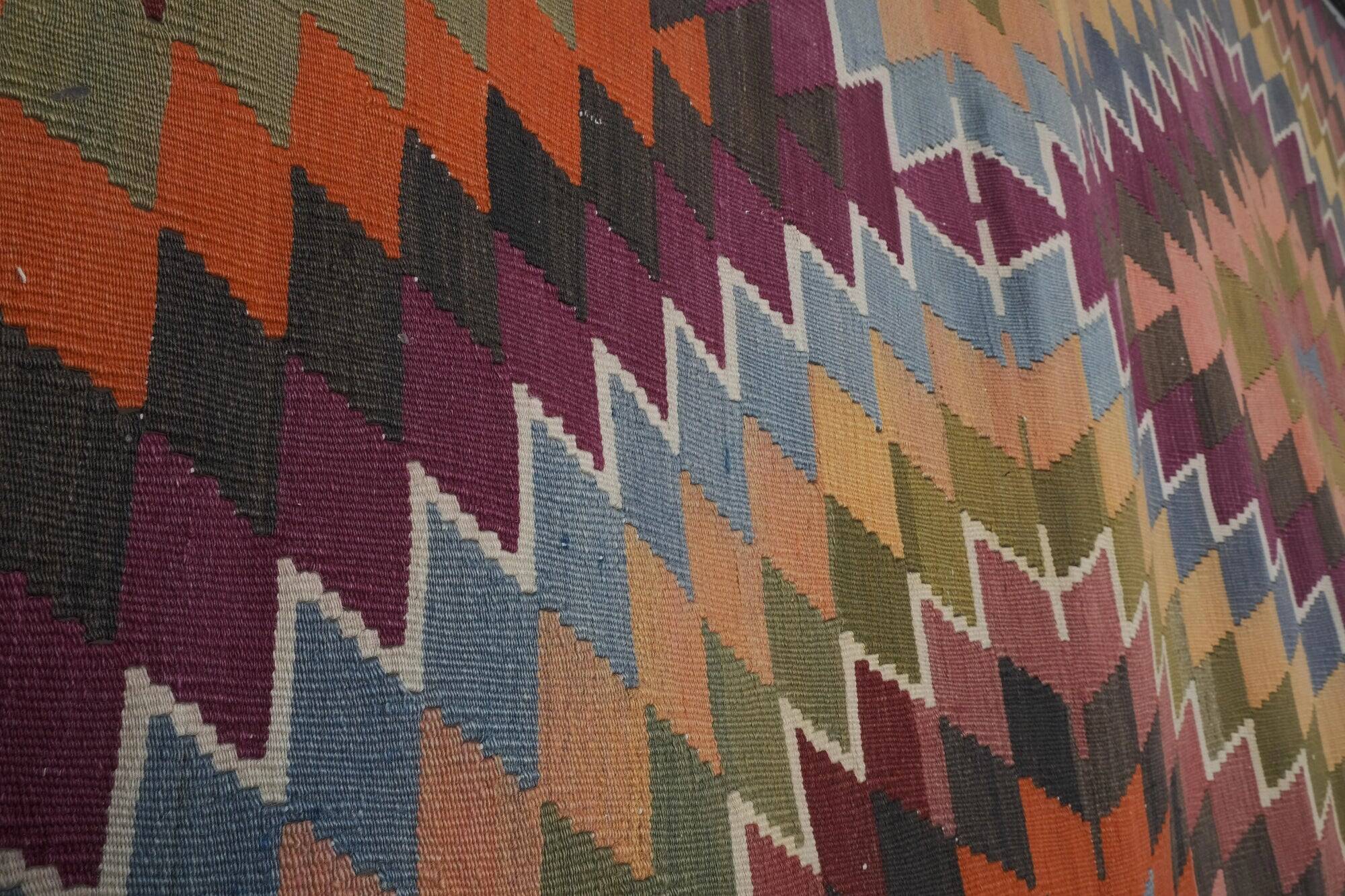 Vintage Turkish kilim handwoven 151x361 cm