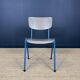 Set of 6 gray wood school chairs blue feet Netherlands 70s/80s
