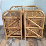 Pair of rattan bedside tables from the 70s