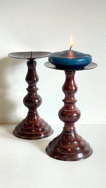 BOUGEOIRS Vintage Patinated Metal Candle Holders