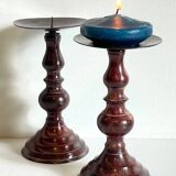 BOUGEOIRS Vintage Patinated Metal Candle Holders