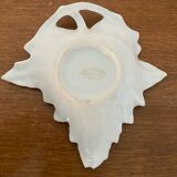 Antique limoges porcelain butter dish leaf shape white & chrome vintage