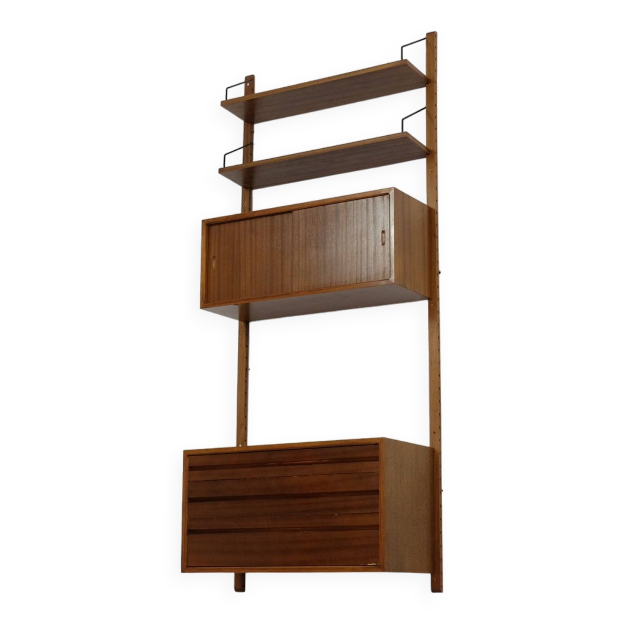 Walnut Wall Unit Shelving System 'Royal System' by Poul Cadovius 60s Danish Design