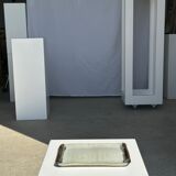 Trio of small rectangular serving dishes white and black Indonesian ceramic 21x16