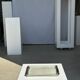Trio of small rectangular serving dishes white and black Indonesian ceramic 21x16
