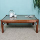 Bamboo and glass coffee table