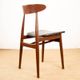 Set of 6 Thonet dining chairs, in brown lacquered wood and black leatherette, 1960.