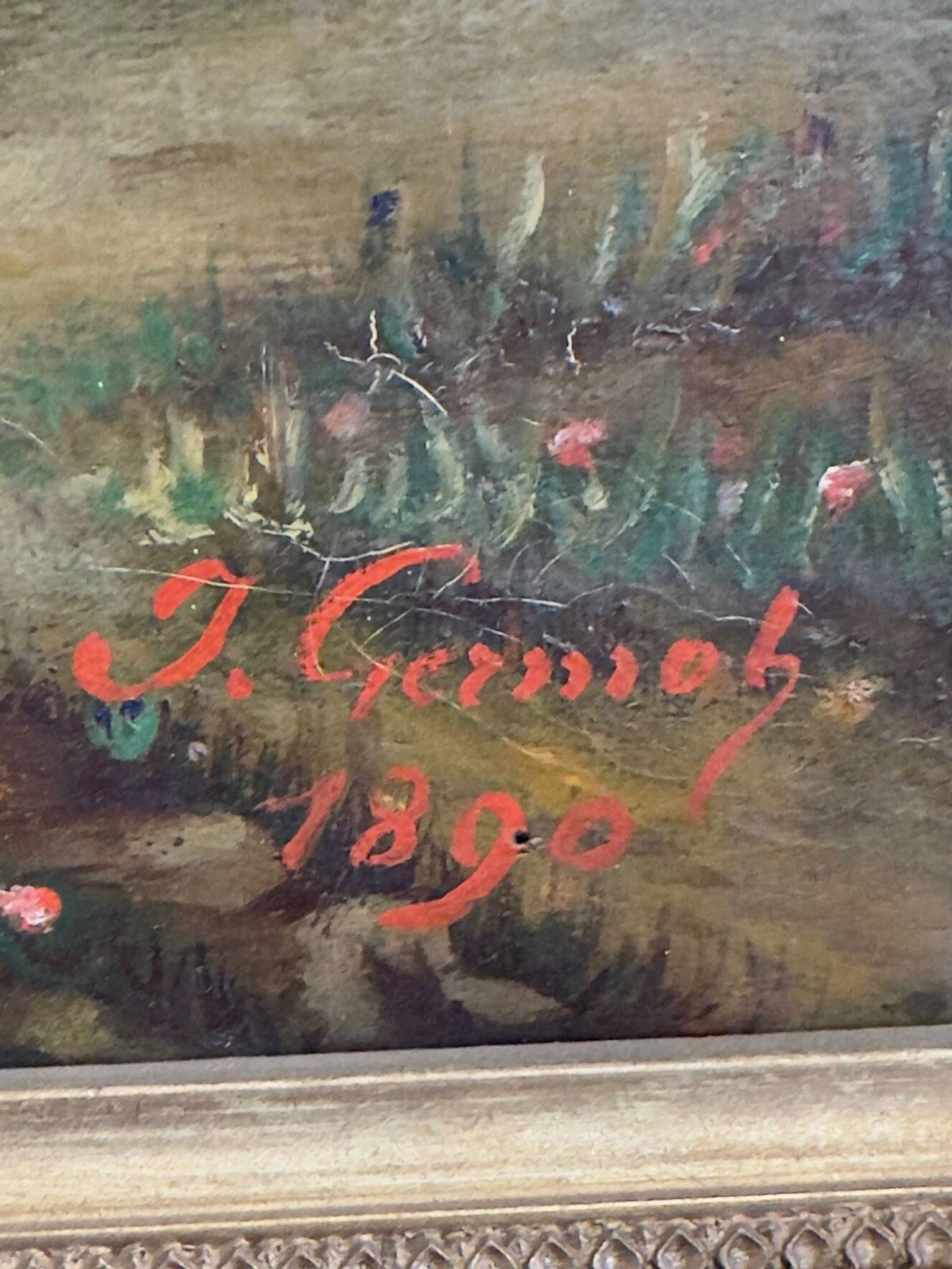 Huile sur toile XIXᵉ siècle signée J. Germoh (1890)
