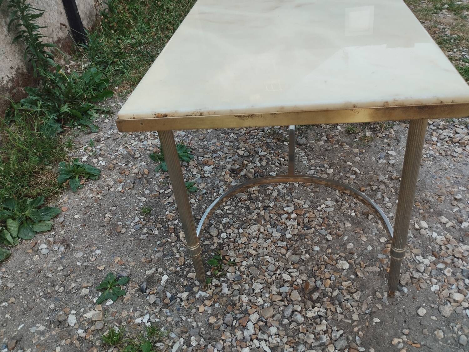 Antique vintage coffee table with marble top