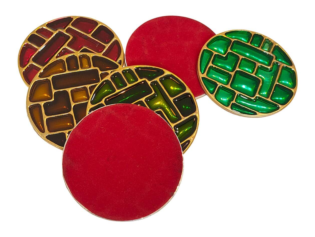 6 vintage cloisonné coasters in the style of mithé espelt, m. de crécy, ...
