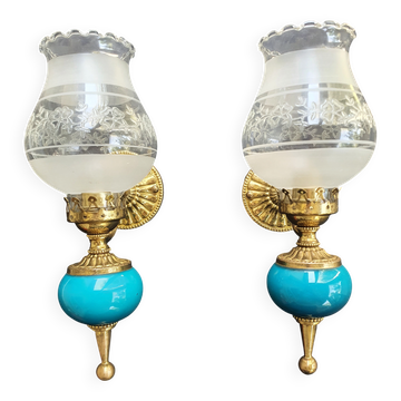 Pair of antique gold wall sconces