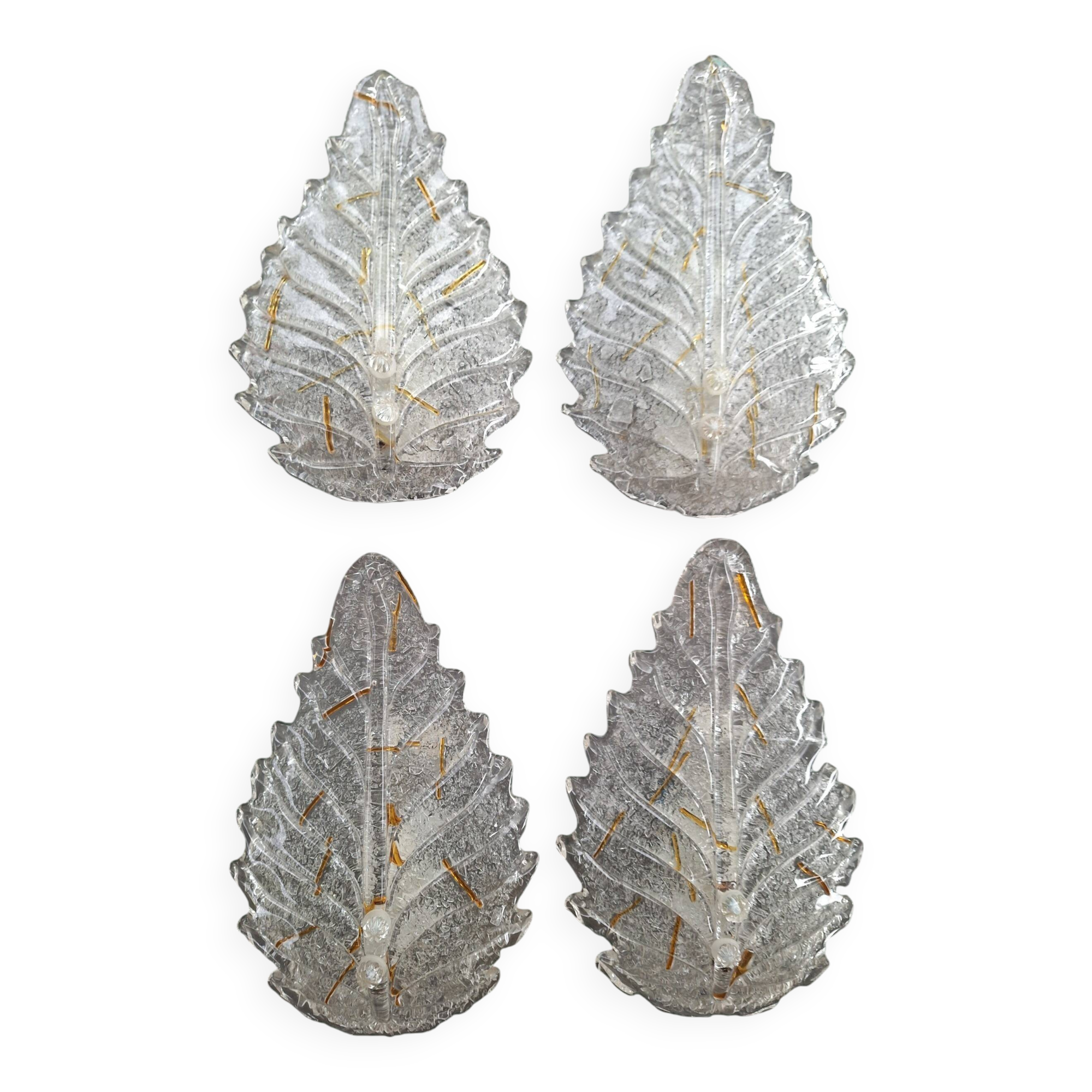 Stunning set of four vintage Murano glass wall lights