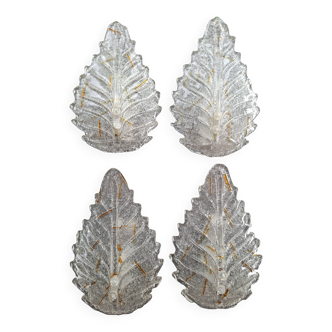 Stunning set of four vintage Murano glass wall lights