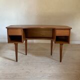 Vintage curved teak desk