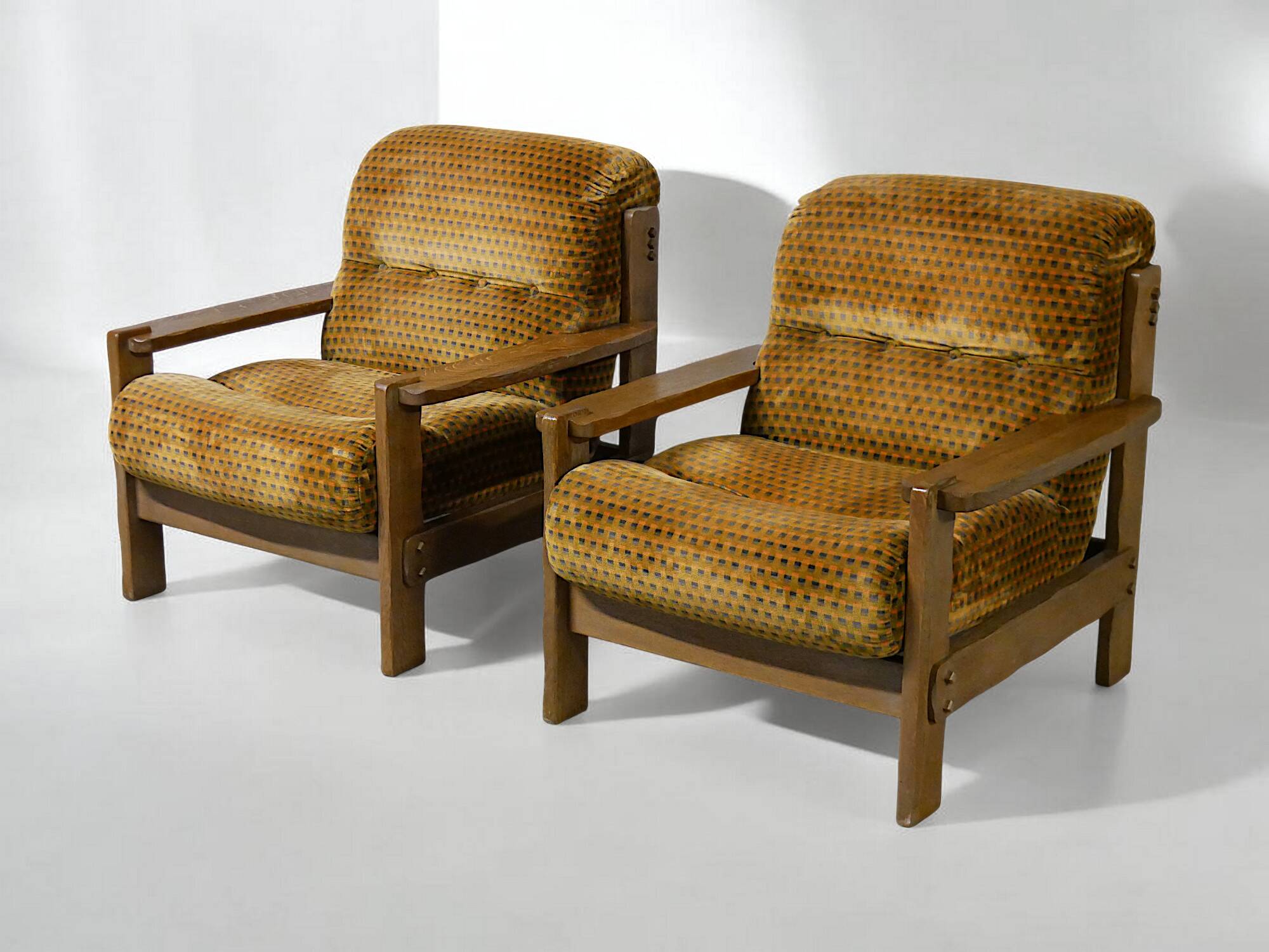 Brutalist Armchair Pair - Vintage 1950s 1960s
