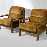 Brutalist Armchair Pair - Vintage 1950s 1960s