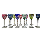 12 coloured cups / glasses Saint-Louis model Chantilly