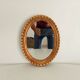 Miroir ovale italien vintage en bois doré