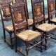 6 Henri II style solid wood straw-seated chairs