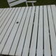 Salon de jardin table et 3 fauteuils en bois blanc