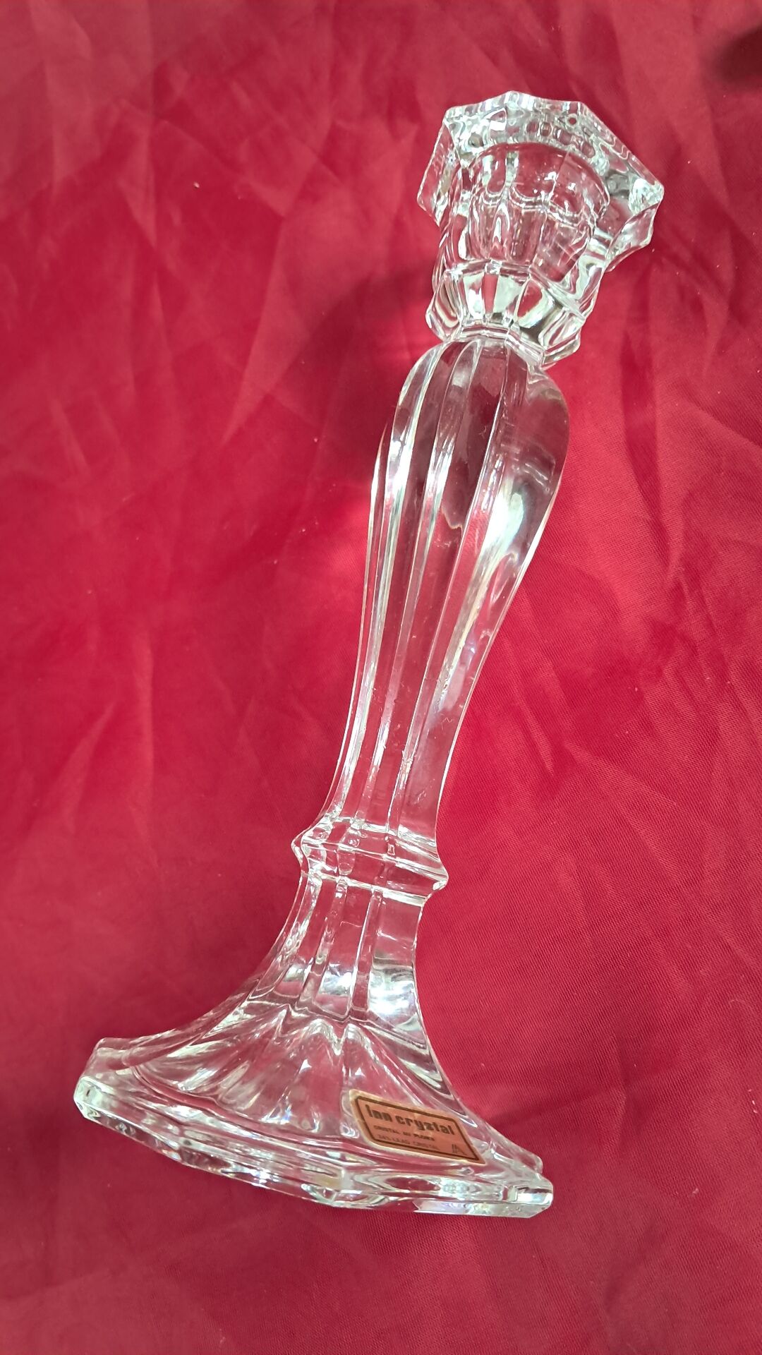 Bougeoir hexagonal en cristal de Bohême vintage —