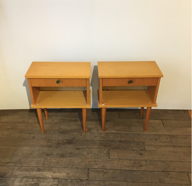 Pair of light wooden bedsides