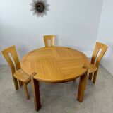 Old extendable table in solid elm from the 70s/80s, Maison Regain Vintage design