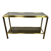 Brushed brass console 1970 by guy lefevre for la maison jansen