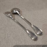 Silver-plated metal stew fork and spoon, Christofle silversmith, Albi