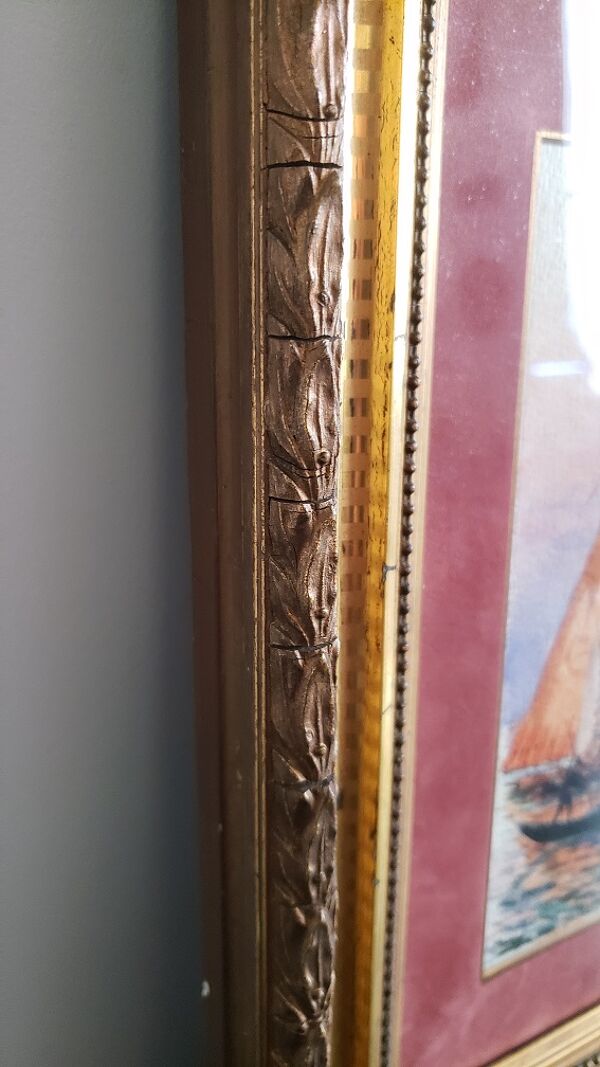 Tableau Aquarelle « Gondole à Venise » de Alfred Justin Blondeau (XIXème).