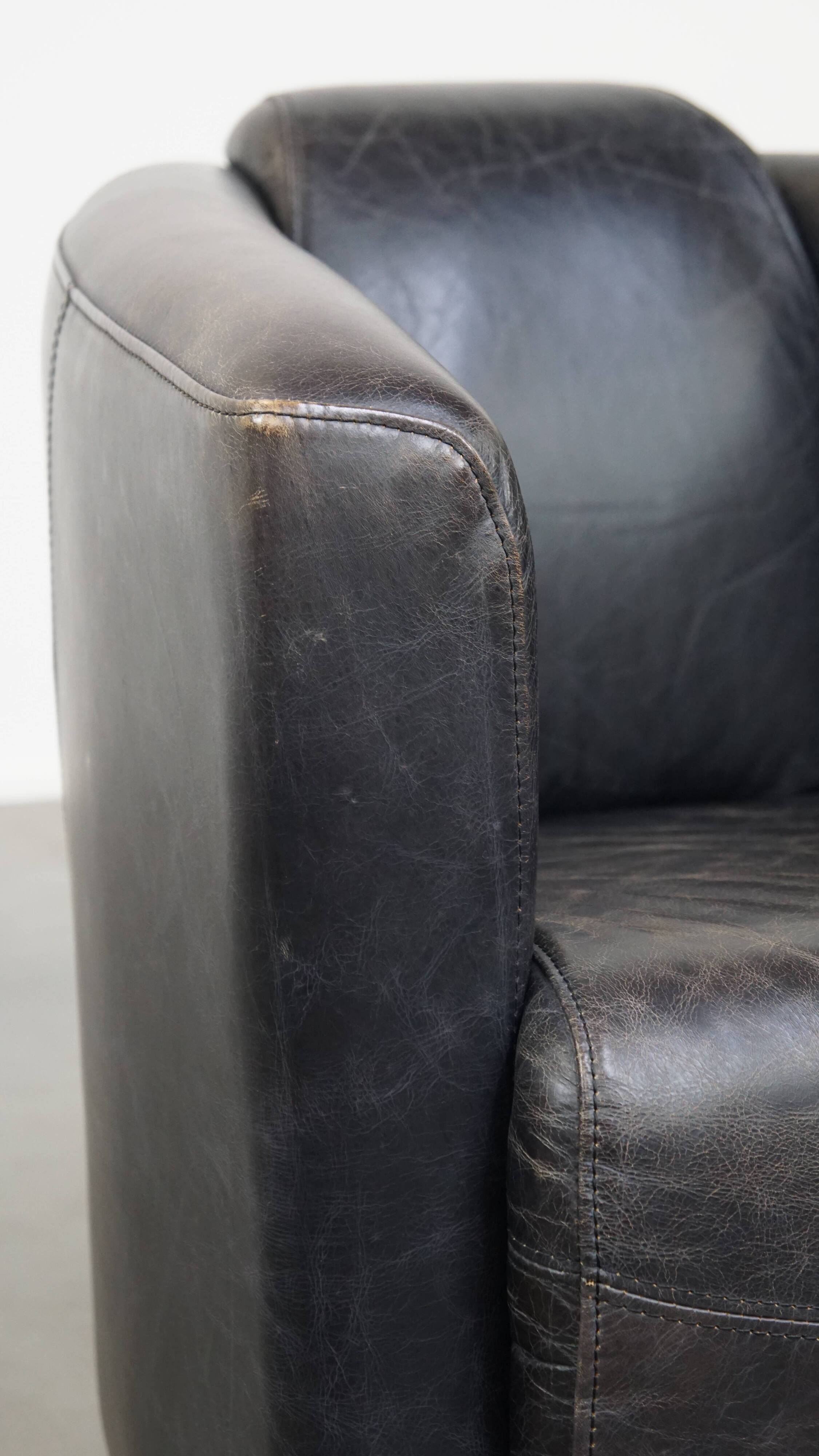 Black Cowhide Leather Aviator Armchair