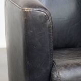 Black Cowhide Leather Aviator Armchair