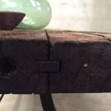 Industrial dining table solid wood cast foot cast iron