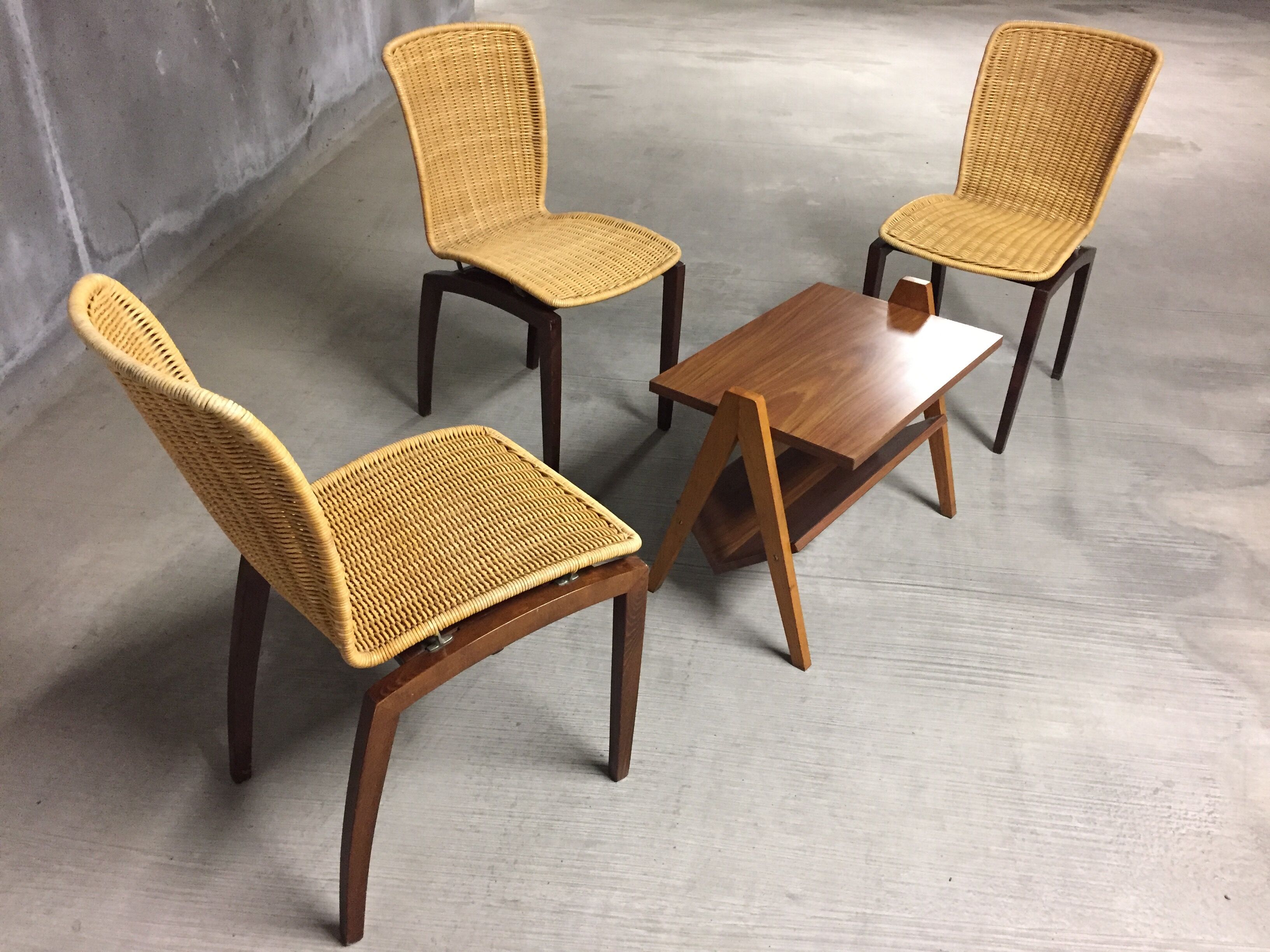 Vintage libra chairs from Christian Werner rattan chair Roset Line