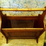 Oak caned magazine rack