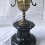 Pair of bronze Napoleon III marble candelabra with mantelpiece decoration