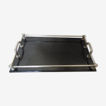 Black granite and metal tray