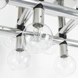 Large Sputnik atomium chrome suspension light by Kalmar, Austria, 1970s.