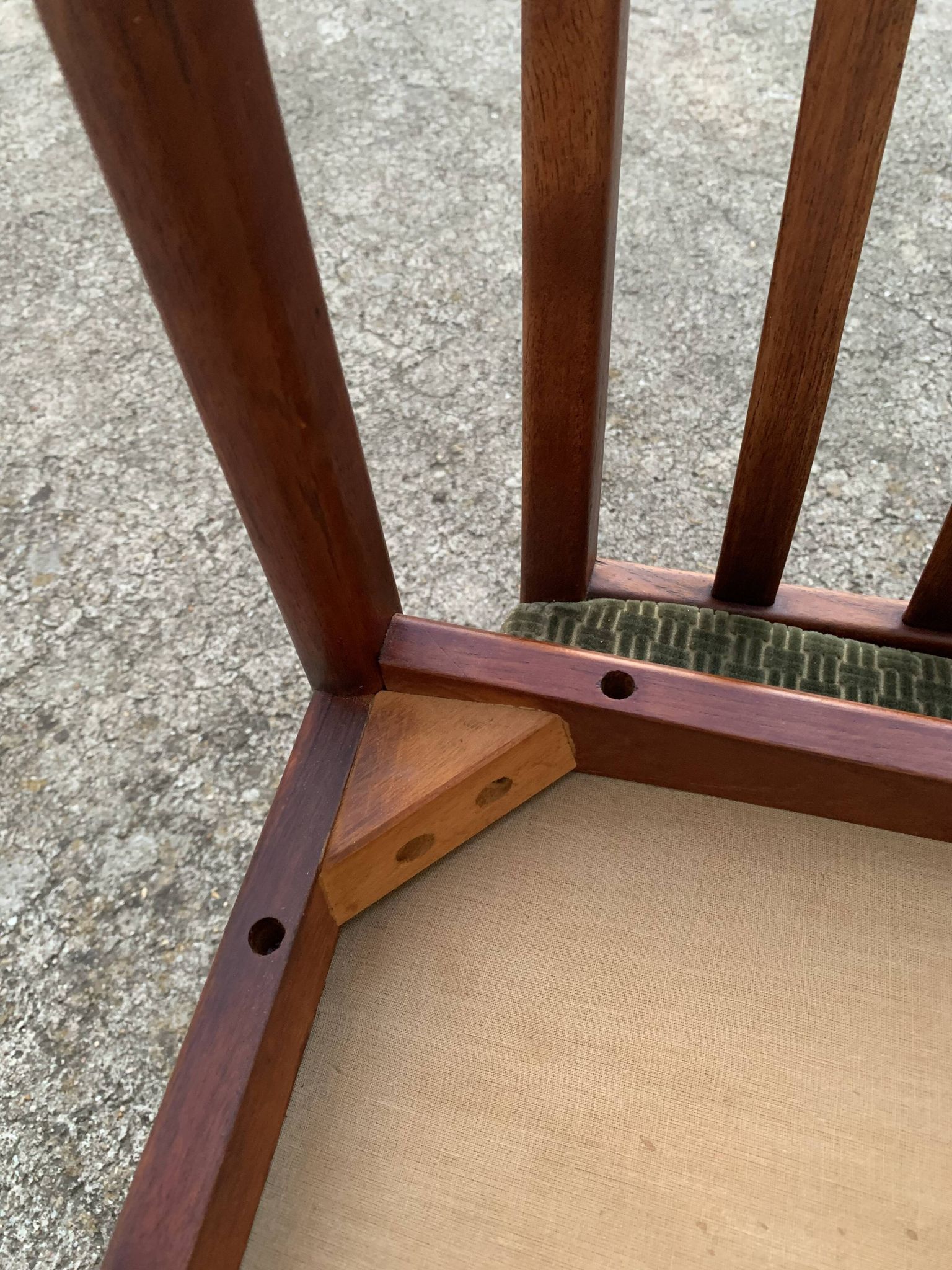 Pair of Scandinavian teak and velvet chairs from the 1960s.