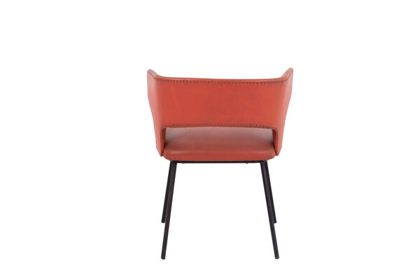 Fauteuil en skaï orange et métal laqué noir, années 1950