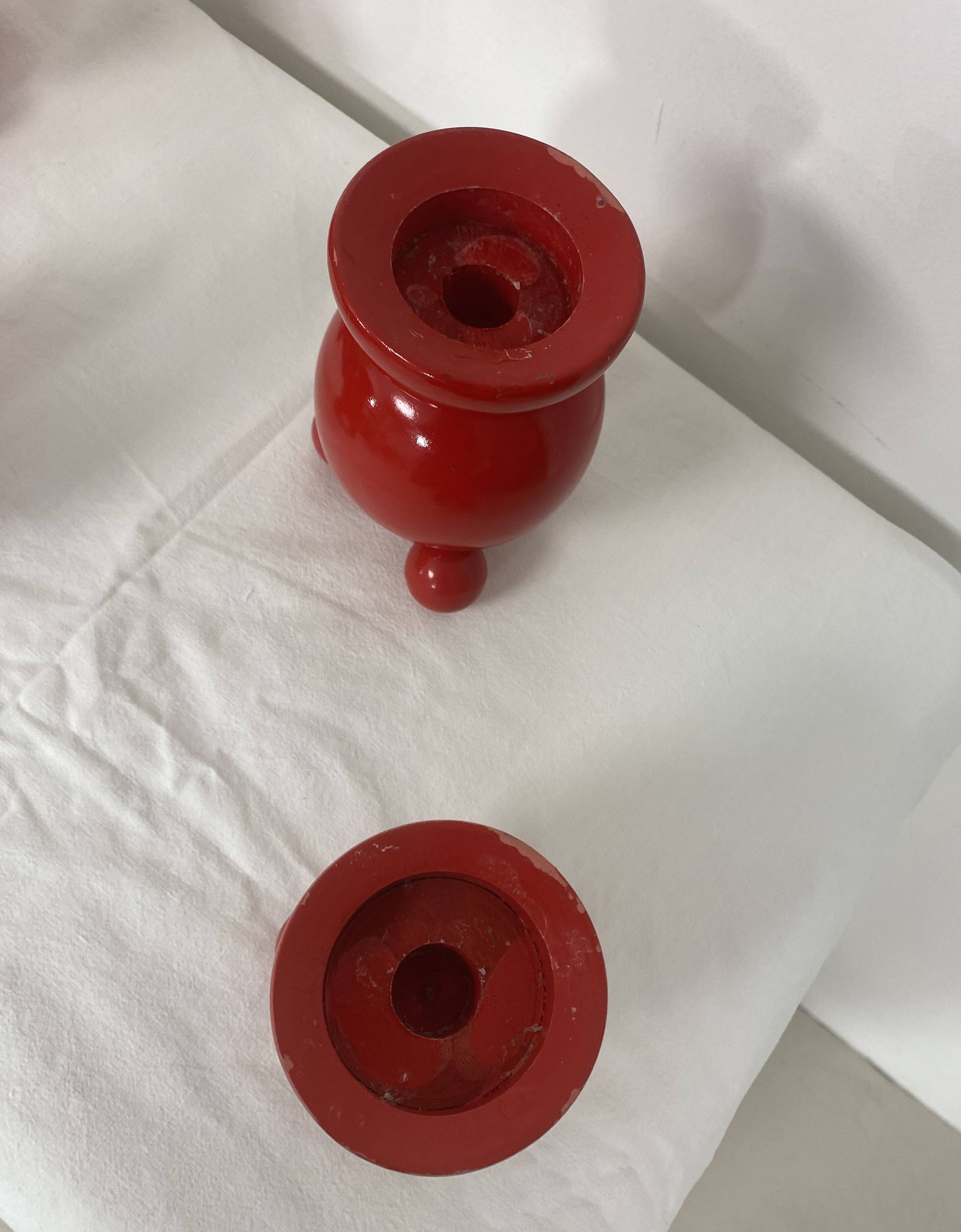 Set of 4 Swedish wooden candlesticks – 1950s