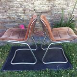 Pair of vintage armchairs in chrome tubular steel