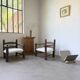 Pair of Dudouyt armchairs from the 1950s, oak.