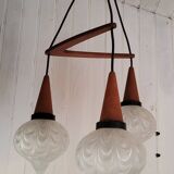 Boomerang Cascade Pendant Chandelier in Teak and Glass from Philips, 1950s