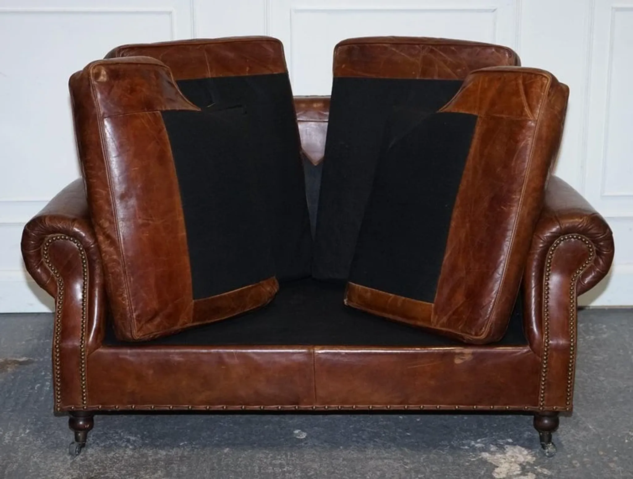 Brown Leather Two-Seater Sofa Balural in the Style of Halo and Timothy Oulton