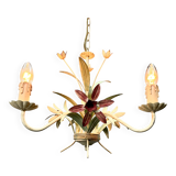 Vintage Metal Floral Chandelier, France, 1970's