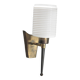 Brass wall light, black lacquered metal and white opal glass, 50s.