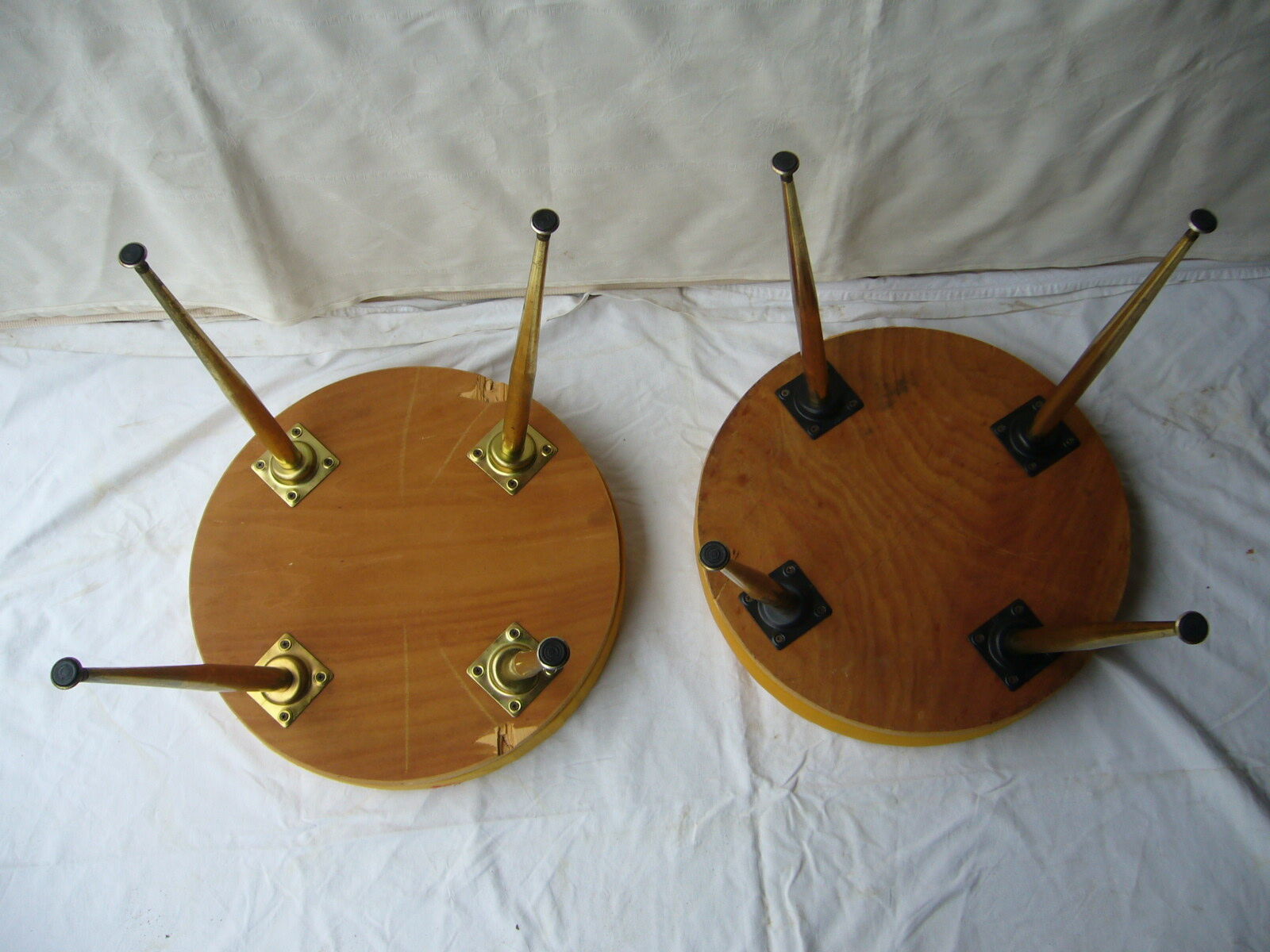 Pair of four-foot stools in vintage red moumoute